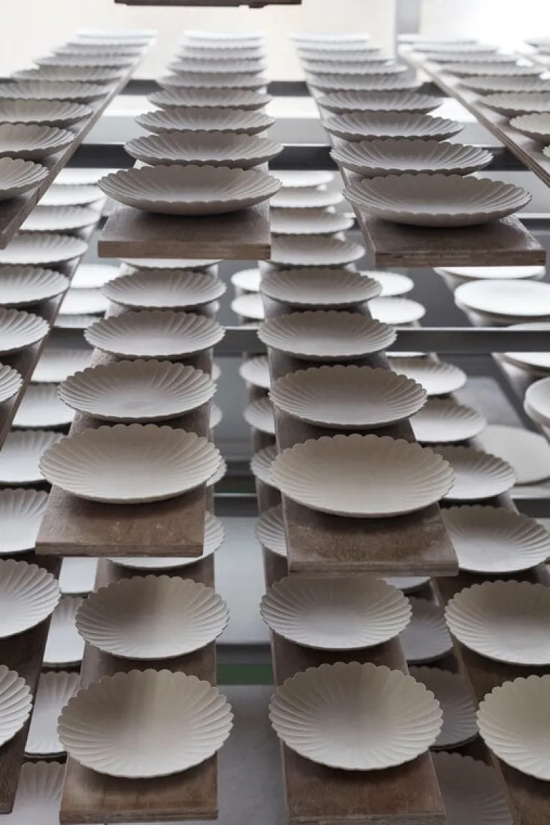 1616 / arita japan TY Palace 110 plate, unglazed grey