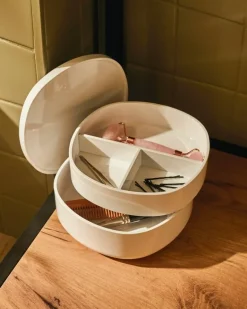 Alessi Birillo bathroom organizer with lid, white