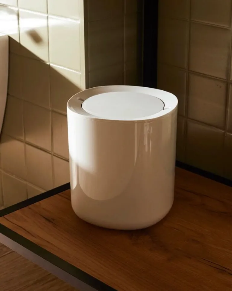 Alessi Birillo bathroom waste bin, white