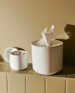 Alessi Birillo cotton swabs holder, white