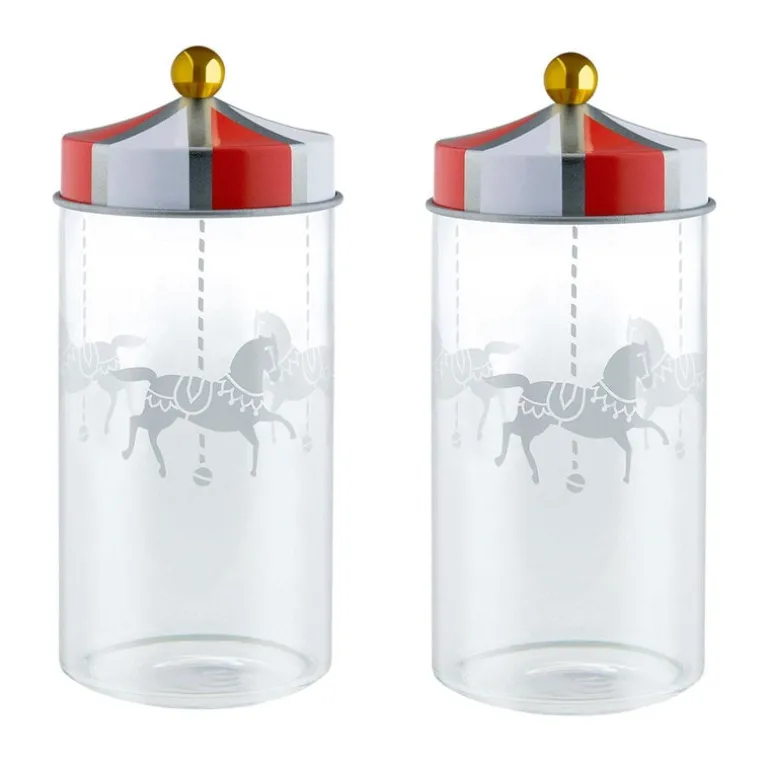 Alessi Circus glass jar, 2 pcs
