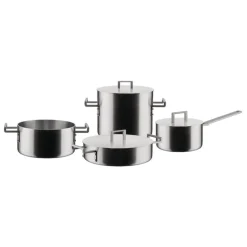 Alessi Convivio cookware set, 4 pots with 3 lids