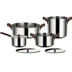 Alessi Edo cookware set, 4 pots with 3 lids