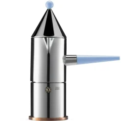 Alessi La conica manico lungo espresso coffee maker, steel - light blue