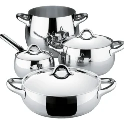 Alessi Mami cookware set, 4 pots with 3 lids