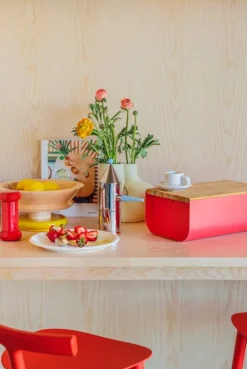 Alessi Mattina breadbox, red