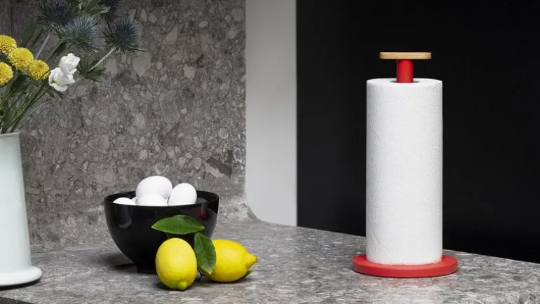 Alessi Mattina kitchen roll holder, red