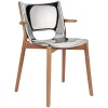 Alessi Poêle arm chair, brown beech - mirror polished steel
