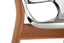 Alessi Poêle arm chair, brown beech - mirror polished steel