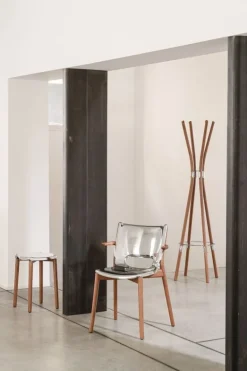 Alessi Poêle arm chair, brown beech - mirror polished steel