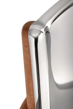 Alessi Poêle arm chair, brown beech - mirror polished steel