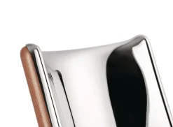Alessi Poêle arm chair, brown beech - mirror polished steel