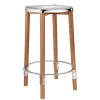 Alessi Poêle bar stool, brown beech - mirror polished steel