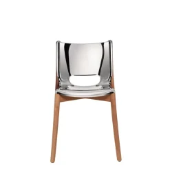 Alessi Poêle chair, brown beech - mirror polished steel