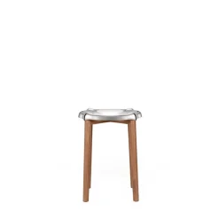 Alessi Poêle stool, brown beech - mirror polished steel