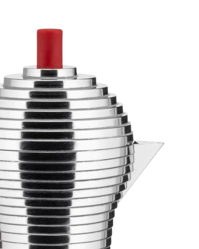 Alessi Pulcina espresso coffee maker, 3 cups, aluminium - red