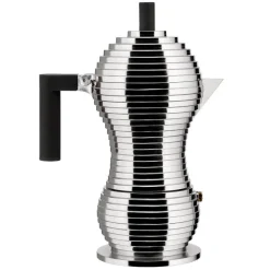 Alessi Pulcina espresso coffee maker, 6 cups, aluminium - black