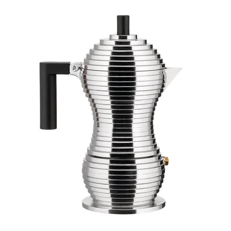 Alessi Pulcina espresso coffee maker, 3 cups, aluminium - black