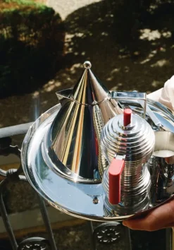 Alessi Pulcina induction espresso coffee maker, 6 cups, aluminium - red