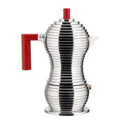 Alessi Pulcina induction espresso coffee maker, 3 cups, aluminium - red