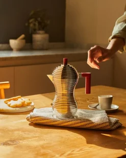 Alessi Pulcina induction espresso coffee maker, 3 cups, aluminium - red