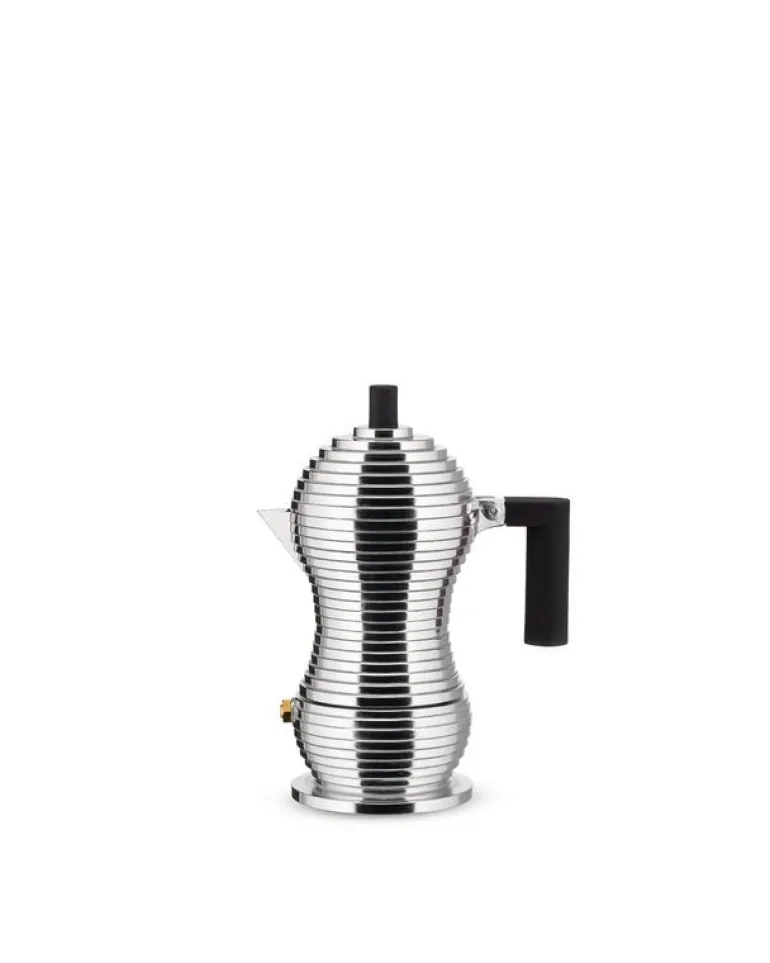 Alessi Pulcina induction espresso coffee maker, 6 cups, aluminium - black