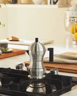 Alessi Pulcina induction espresso coffee maker, 6 cups, aluminium - black