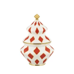Alessi Sweet jar, 15,5 x 22 cm, white - red - gold