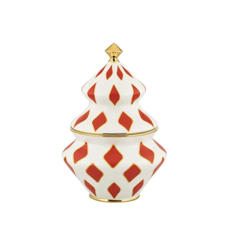 Alessi Sweet jar, 15,5 x 22 cm, white - red - gold