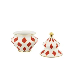 Alessi Sweet jar, 15,5 x 22 cm, white - red - gold