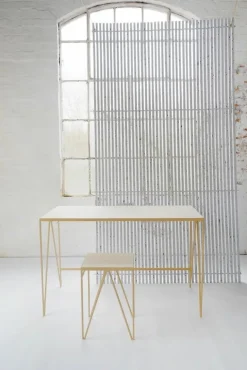 &New Study desk, linoleum, butternut