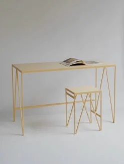 &New Study desk, linoleum, butternut