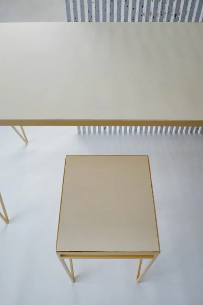 &New Study desk, linoleum, butternut