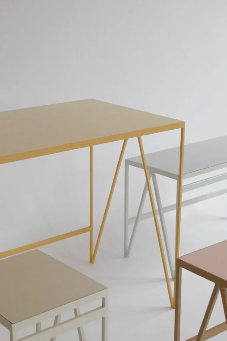 &New Study desk, linoleum, butternut