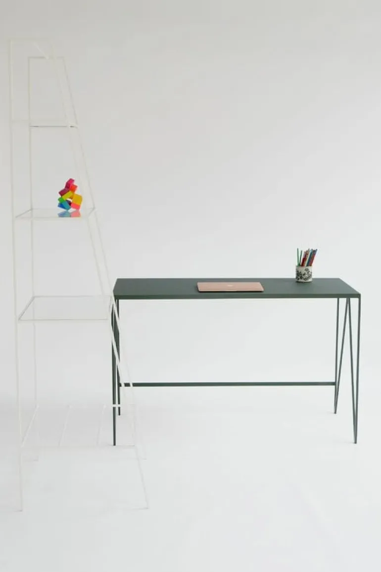 &New Study desk, linoleum, deep green