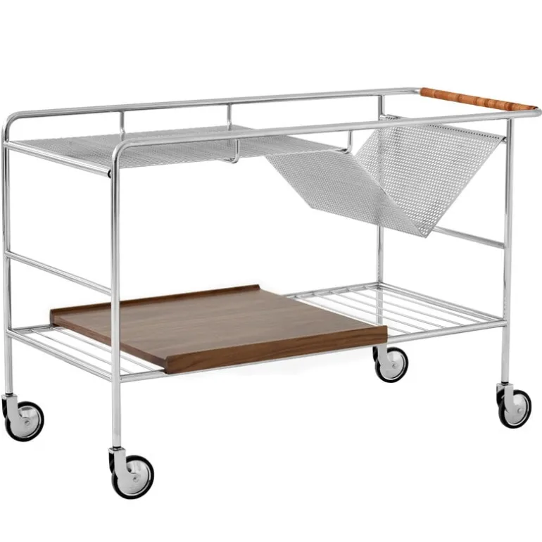 &Tradition Alima NDS1 trolley, chrome - lacquered walnut