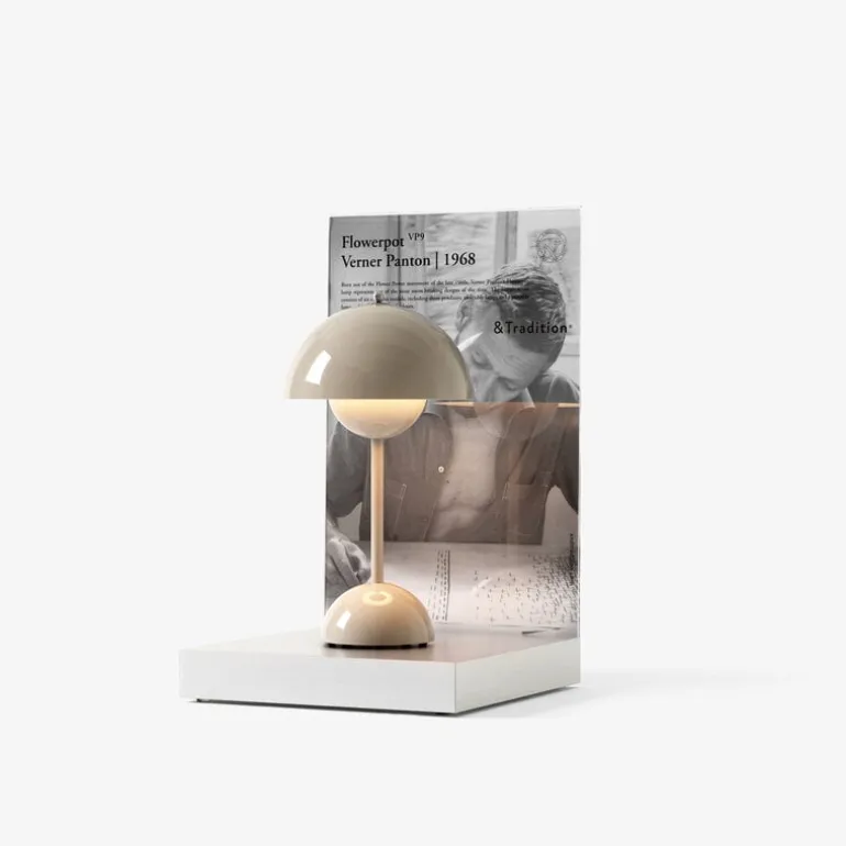 &Tradition Flowerpot VP9 portable table lamp, grey beige