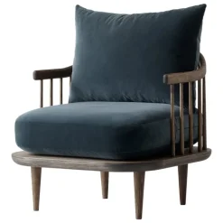 &Tradition Fly SC10 arm chair, smoked oiled oak, Ritz 0408 Blue-gray