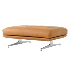 &Tradition Inland AV32 pouf, polished aluminium - cognac Noble leather