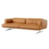 &Tradition Inland AV23 3-seater sofa, polished aluminium - cognac Noble leather