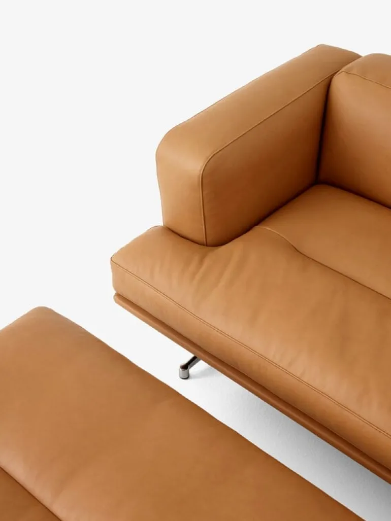 &Tradition Inland AV23 3-seater sofa, polished aluminium - cognac Noble leather