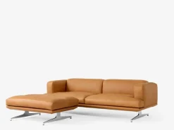 &Tradition Inland AV23 3-seater sofa, polished aluminium - cognac Noble leather