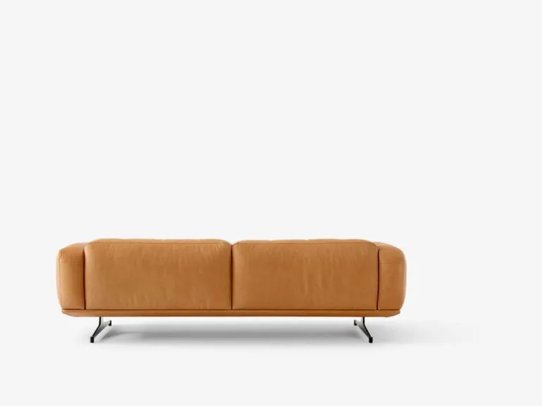 &Tradition Inland AV23 3-seater sofa, polished aluminium - cognac Noble leather