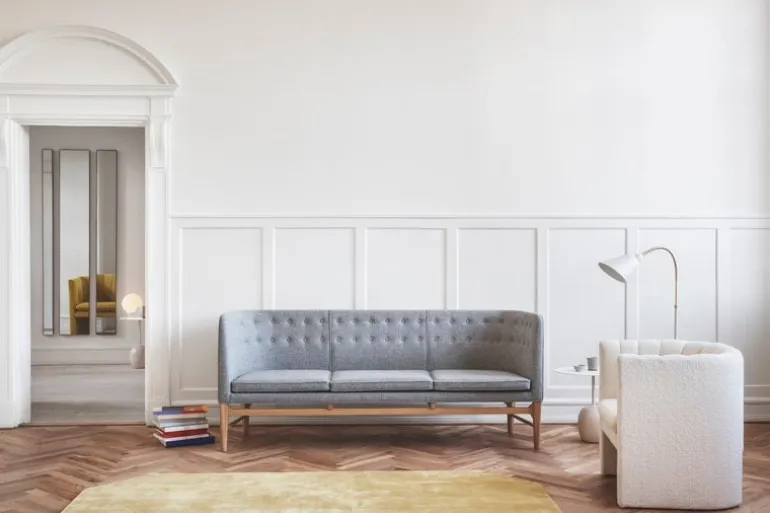 &Tradition Lato LN8 coffee table, white - Cream Diva marble