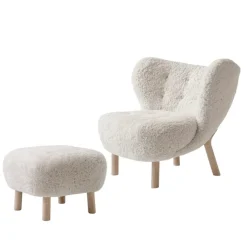 &Tradition Little Petra lounge chair and pouf, Moonlight - white oiled oak