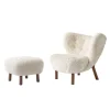 &Tradition Little Petra lounge chair and pouf, Moonlight sheepskin - walnut