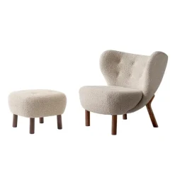 &Tradition Little Petra lounge chair and pouf, Karakorum 003 - walnut