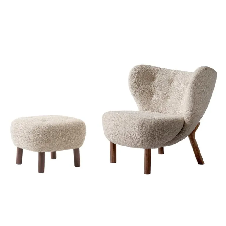 &Tradition Little Petra lounge chair and pouf, Karakorum 003 - walnut
