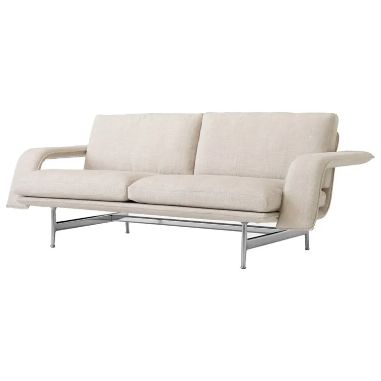 &Tradition Meantime AV30 2-seater sofa, polished aluminium - beige Ecriture 0210