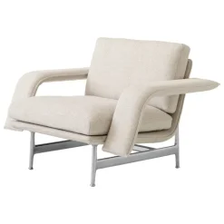 &Tradition Meantime AV29 lounge chair, polished aluminium - beige Ecriture 0210